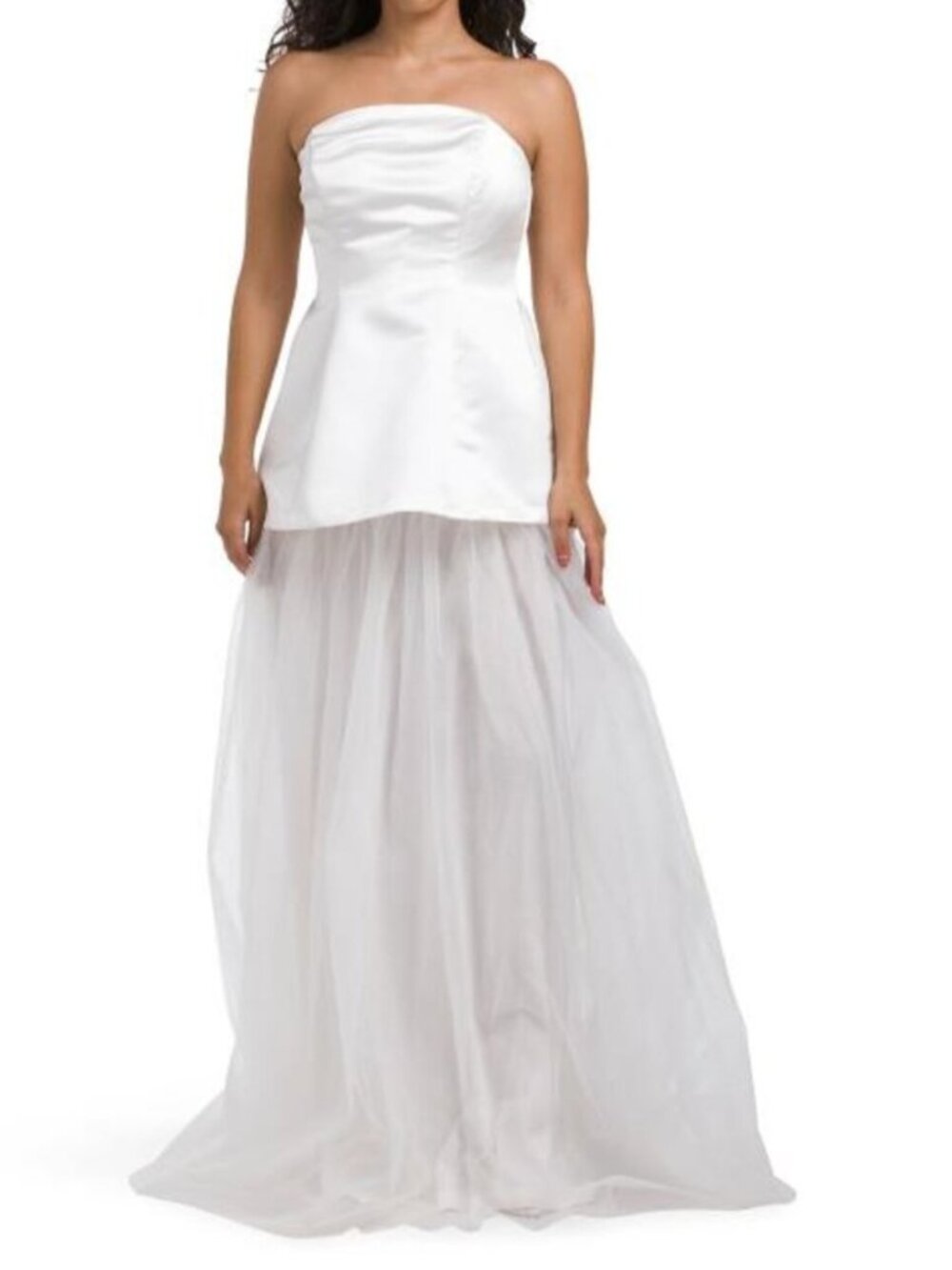 MANIJU Dropped Waist Adjustable Strap Tulle Gown